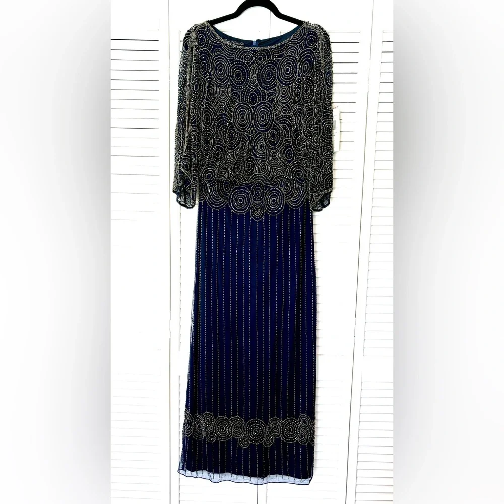 NWT Pisarro Nights Beaded Embellished Blouson Gown 8, 24W - Picture 2 of 8
